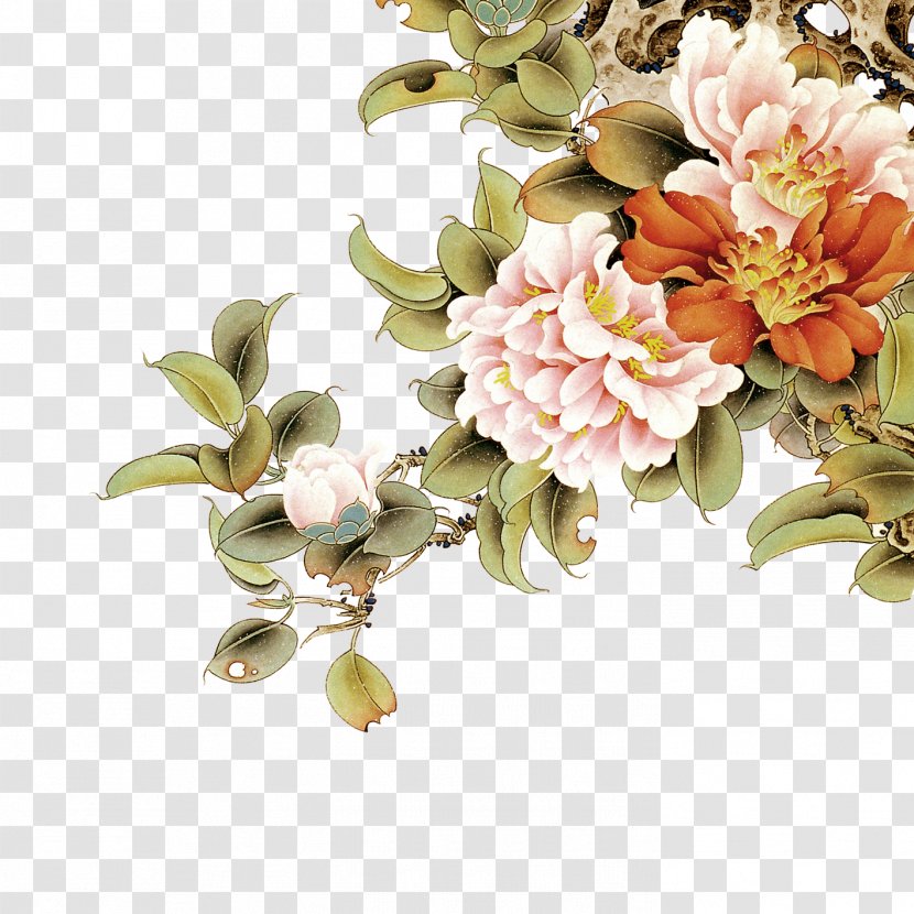 Moutan Peony Floral Design Wall - Flower Transparent PNG