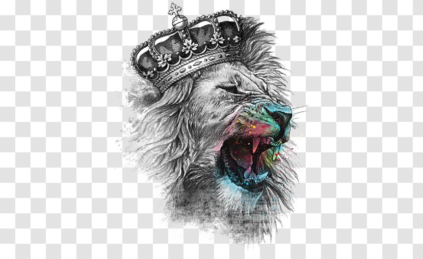 Lion's Head T-shirt Crown Iron-on - Snout - Lion Transparent PNG