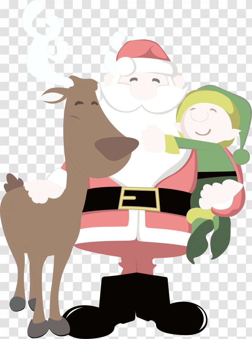 Santa Claus Reindeer Christmas - Ornament - Illustration Design Transparent PNG