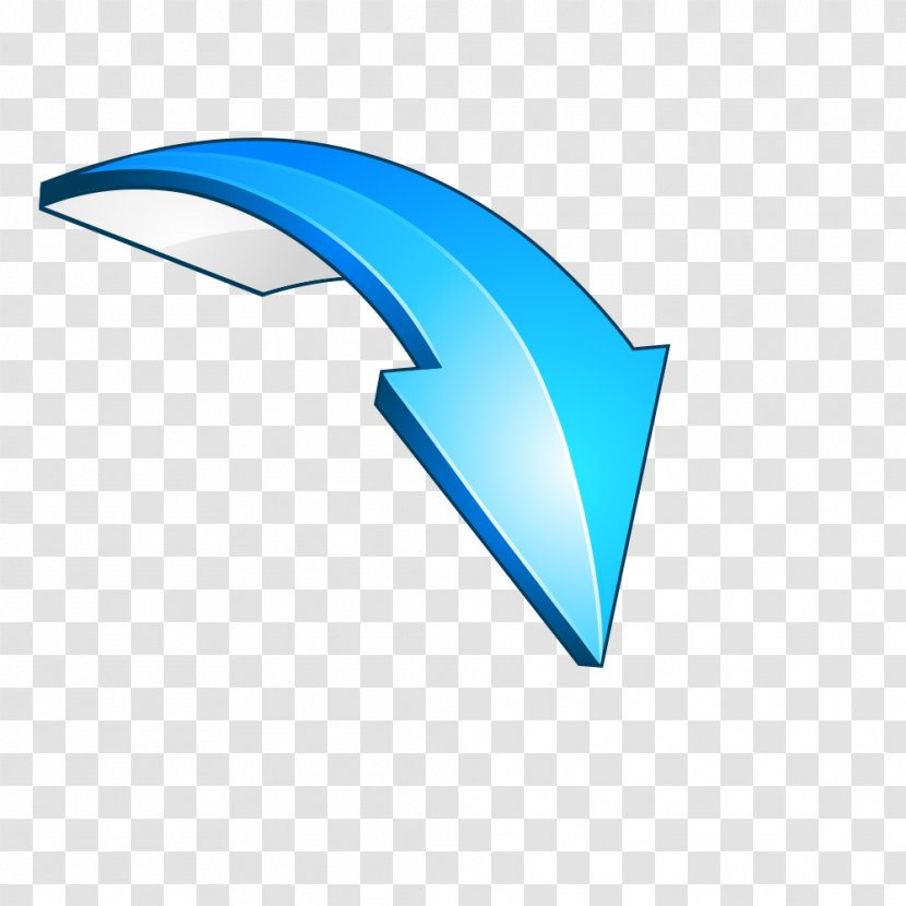Arrow Euclidean Vector Blue - Symbol - Three-dimensional Dynamic Down Transparent PNG