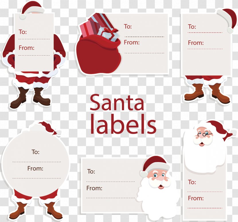 Santa Claus Village Christmas Tag - Fictional Character - Vector Hand-painted Transparent PNG