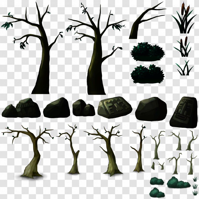 Tree Rock Scene Graph 3D Computer Graphics - Twodimensional Space - FIG With Houses,Rock Stone Transparent PNG