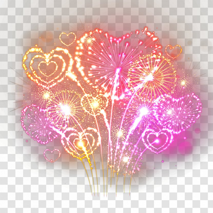 Fireworks Heart - Flower - Beautiful Transparent PNG