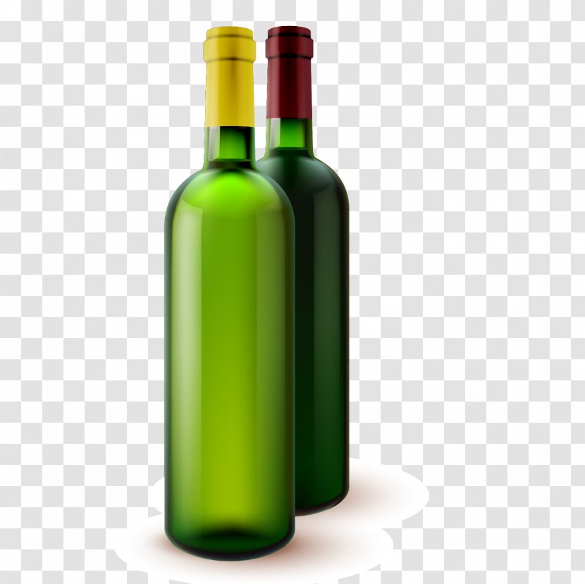 White Wine Glass Bottle Liqueur - Barware - Blank Vector Transparent PNG