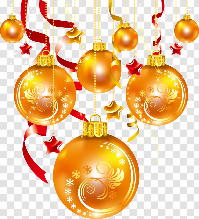 Christmas Ornament Clip Art - Yellow - Vector Ball Transparent PNG