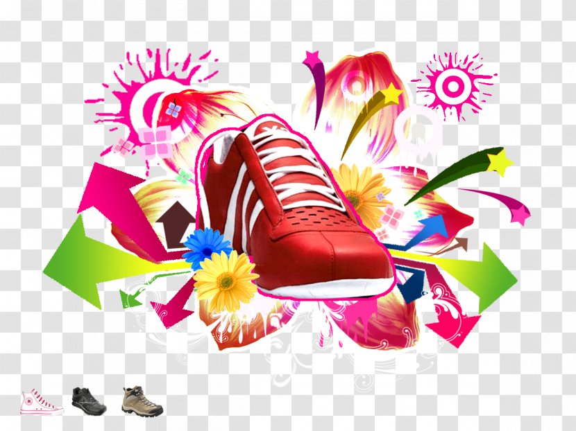 Sneakers Graphic Design Poster - Pink - Colorful Transparent PNG