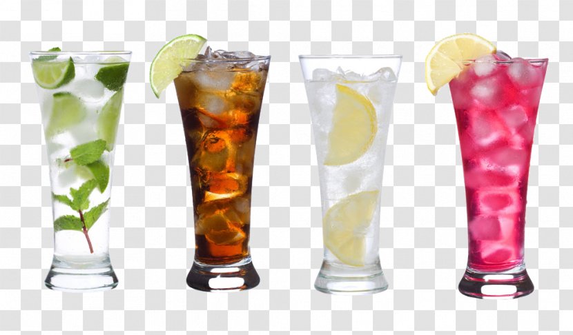 Soft Drink Cocktail Carbonated Water Cola - Drinking - Four Cups Of Transparent PNG