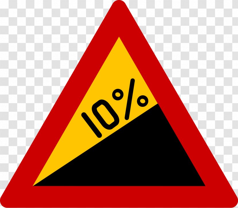 Traffic Sign Slope Gradient Road Clip Art - Yellow Transparent PNG