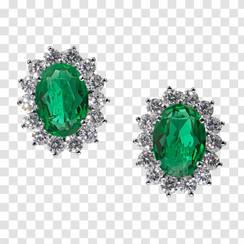 Emerald Earring Jewellery Gemstone Silver - Carat - Diamond Stud Earrings Transparent PNG
