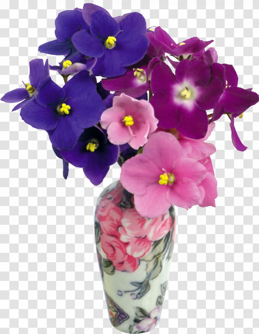 Flower Violet Leaf Pink Vase - Herbaceous Plant Transparent PNG