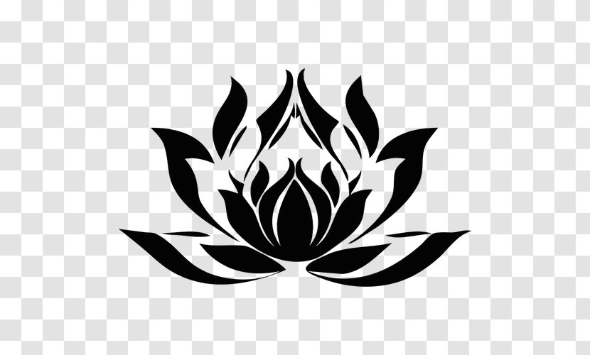 Nelumbo Nucifera Egyptian Lotus Nymphaea Symbol Clip Art - Flowering Plant - Black And White Transparent PNG