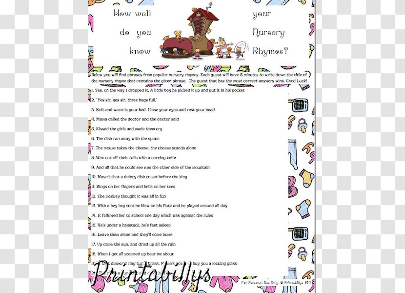 Baby Shower Infant Bridal Party Mother - Pink - Nursery Rhymes Transparent PNG