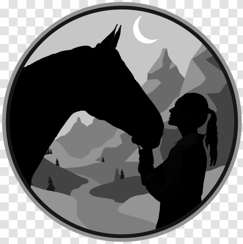 Horse Ranch Stable Silhouette Logo - Round Pen - Mountains And River Transparent PNG