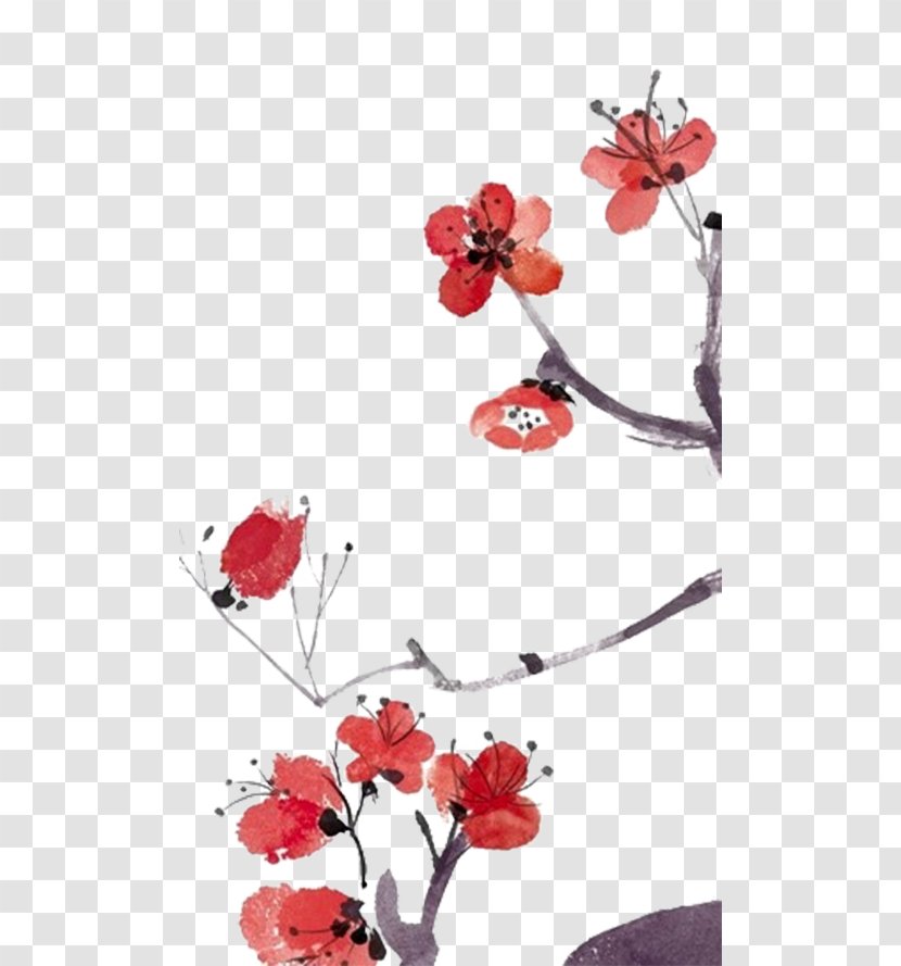 China Red Painting - Heart - Plum Blossom Transparent PNG