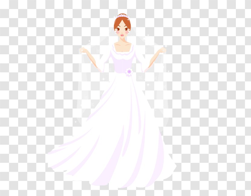 Gown Woman Cartoon Fairy Illustration - Wedding Dress Transparent PNG