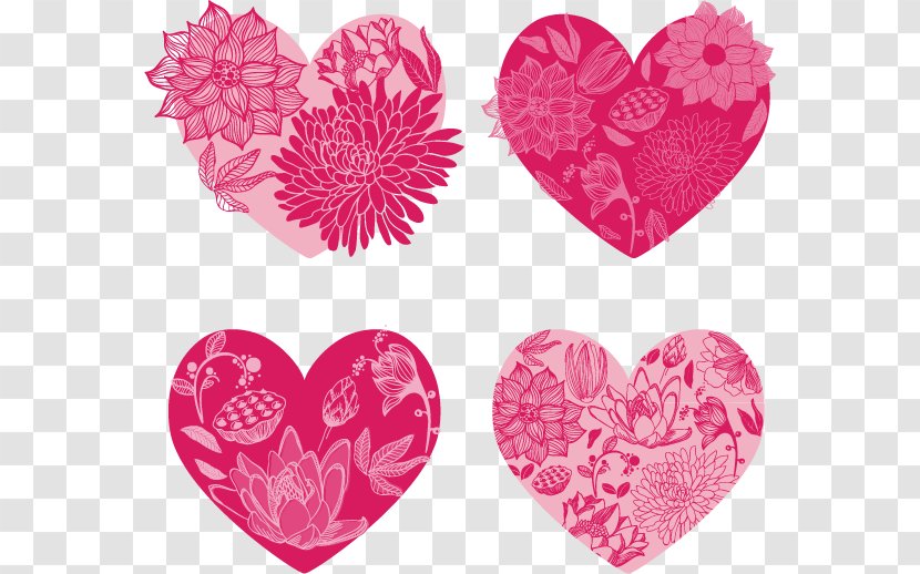 Floral Heart Set - Petal - Scrapbooking Transparent PNG