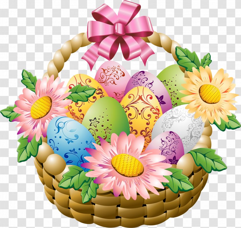 Easter Bunny Basket Clip Art - Cut Flowers Transparent PNG