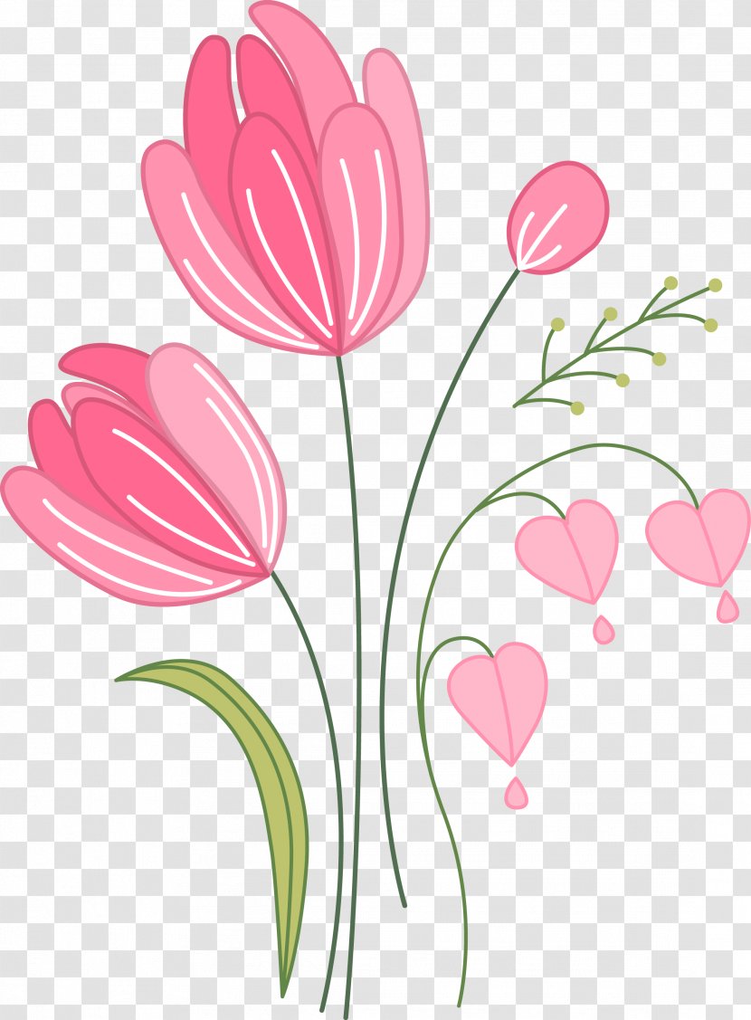 Tulip Euclidean Vector Computer File - Flora - Pink Tulips Transparent PNG