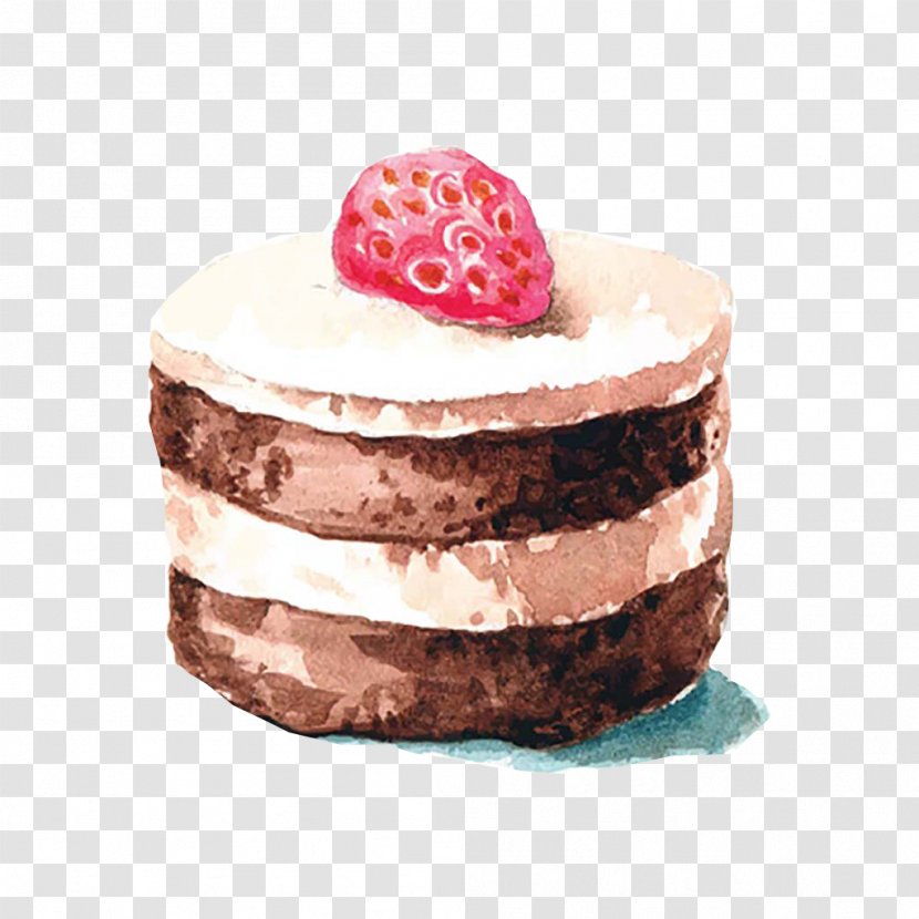 Icing Marble Cake Cupcake Watercolor Painting - Butter - Strawberry Chocolate Transparent PNG