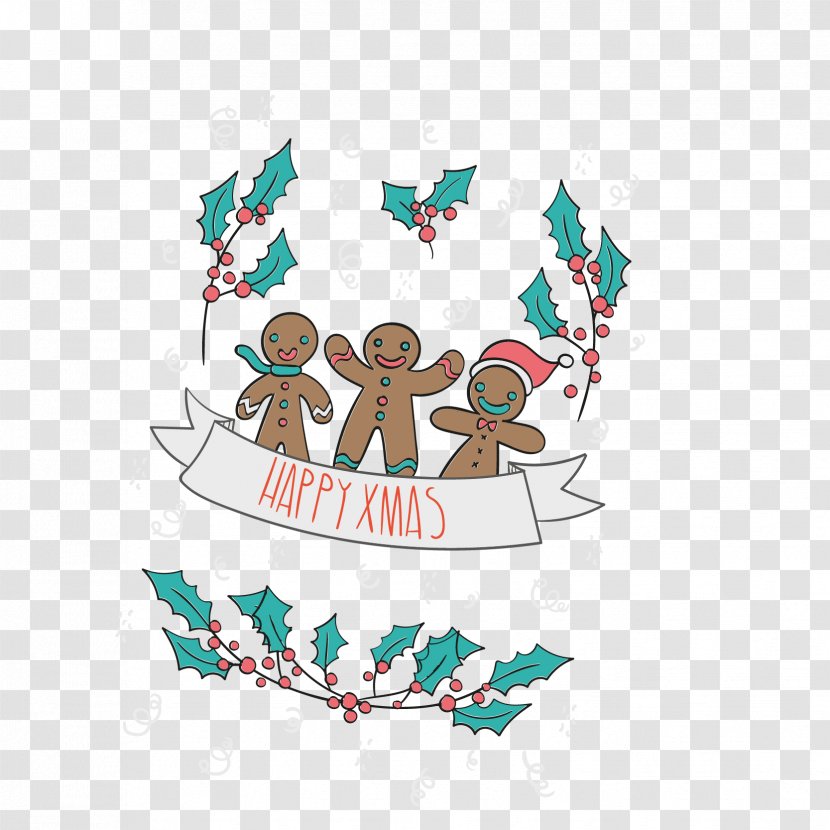 Gingerbread Man Christmas Euclidean Vector - Food - Cartoon Greeting Card Transparent PNG