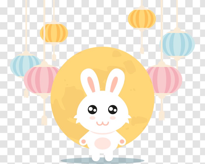 Moon Rabbit Easter Bunny Mid-Autumn Festival Lantern - Mooncake - Vector Cute Transparent PNG