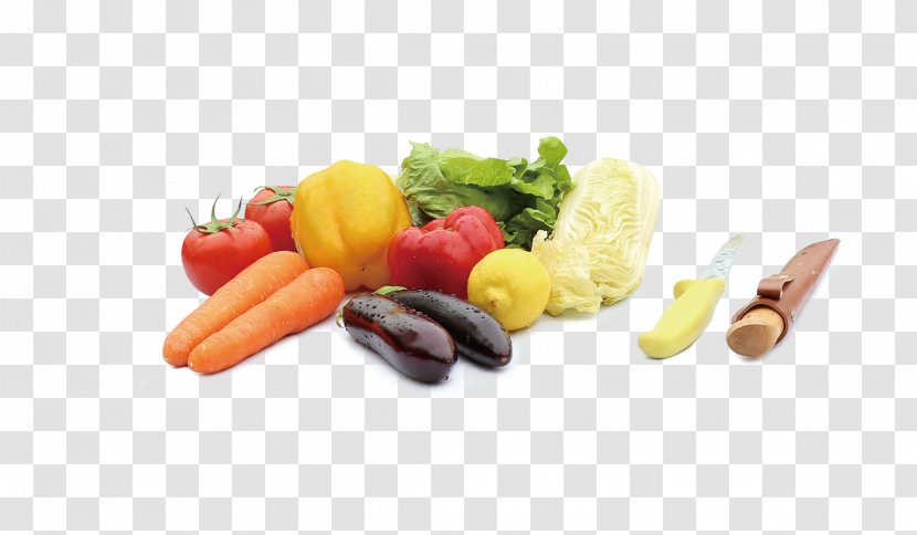 Carrot Vegetable Vegetarian Cuisine Fruit Tomato - Capsicum Annuum - Fresh Vegetables And Knife Transparent PNG