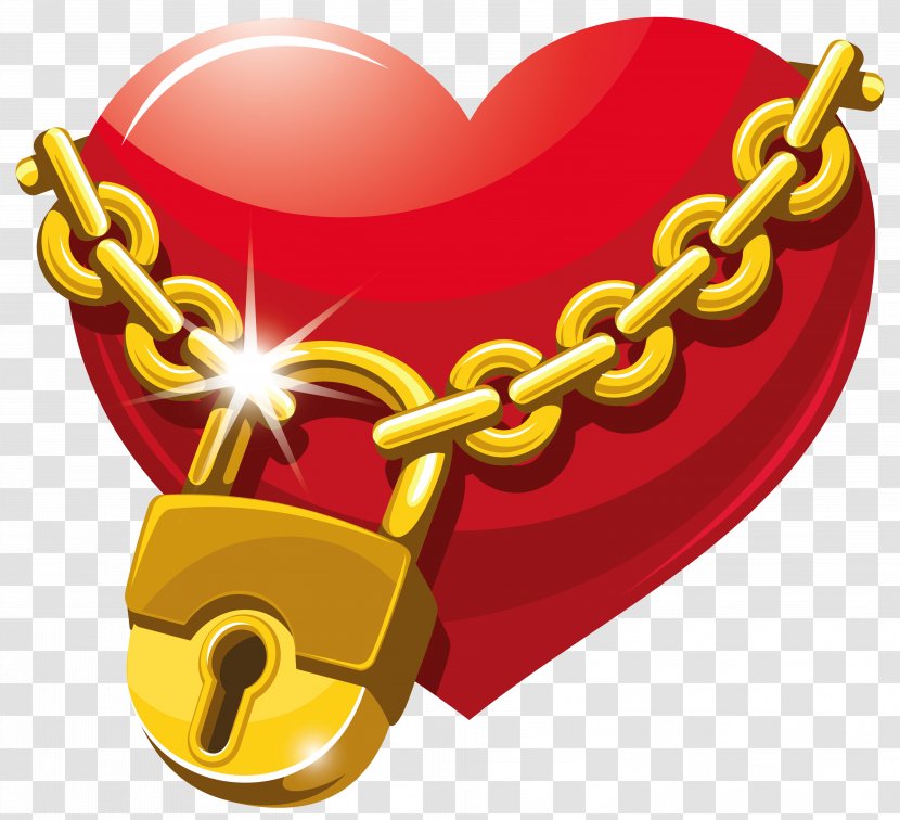 Heart Lock Symbol Clip Art - Chain - Locked Clipart Transparent PNG