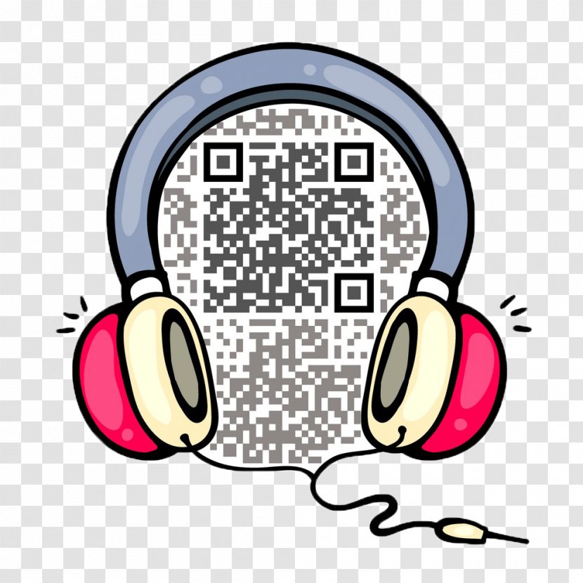 Headphones 2D Computer Graphics Cartoon - Personality TwoDimensional Code Identification Transparent PNG