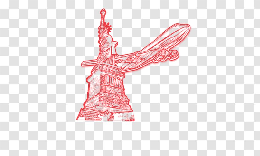 Graphic Design Red Silhouette Illustration - Watercolor - Statue Of Liberty Transparent PNG