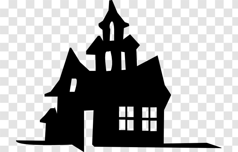 Haunted House Silhouette Stencil - Horror Vector Transparent PNG