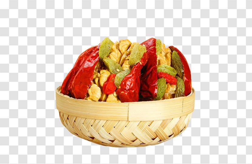 Vegetarian Cuisine Junk Food Jujube Walnut - Bamboo Basket Of Assorted Clip Transparent PNG