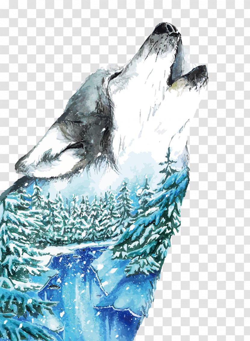 Watercolor Painting Canvas Poster Art - Wall - Vector Snowman Wolf Transparent PNG