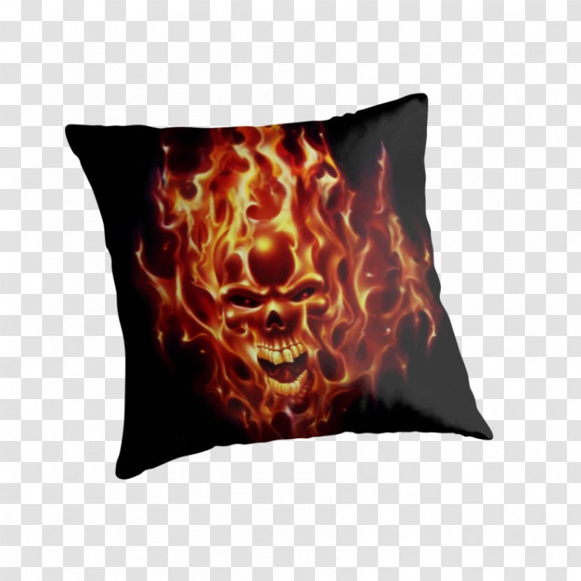 Throw Pillows Cushion Couch Bed - Down Feather - Flame Skull Transparent PNG