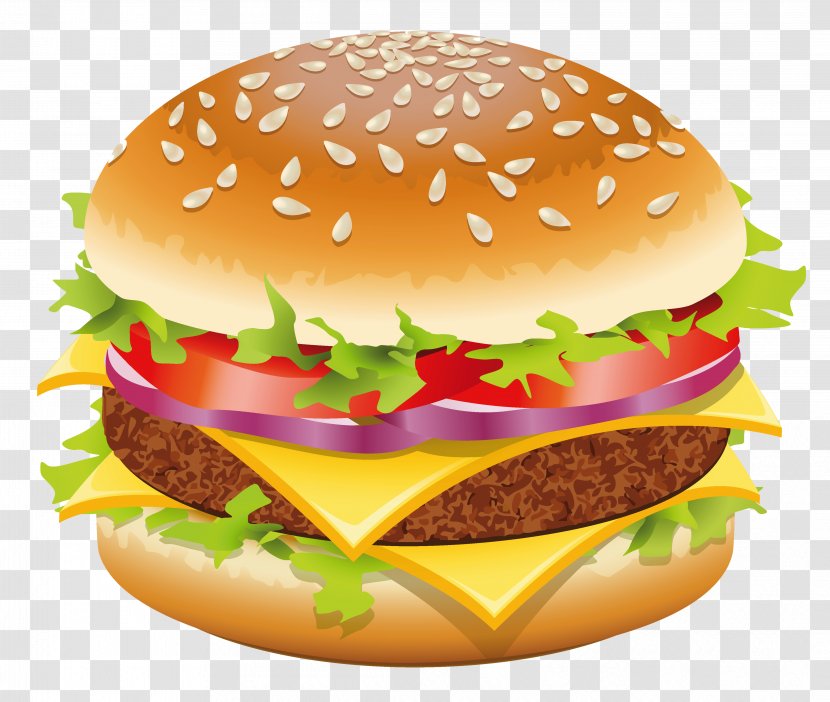 Hamburger Hot Dog Cheeseburger Fast Food Clip Art - Vector Clipart Picture Transparent PNG