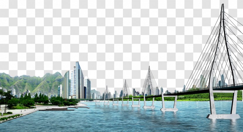 River Download - Building - Urban Bridge Pull Material Free Transparent PNG