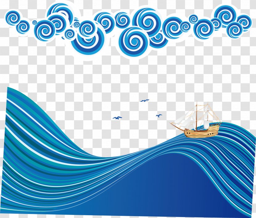 Blue Sea - Watercolor Painting - Decorative And Sailing Transparent PNG
