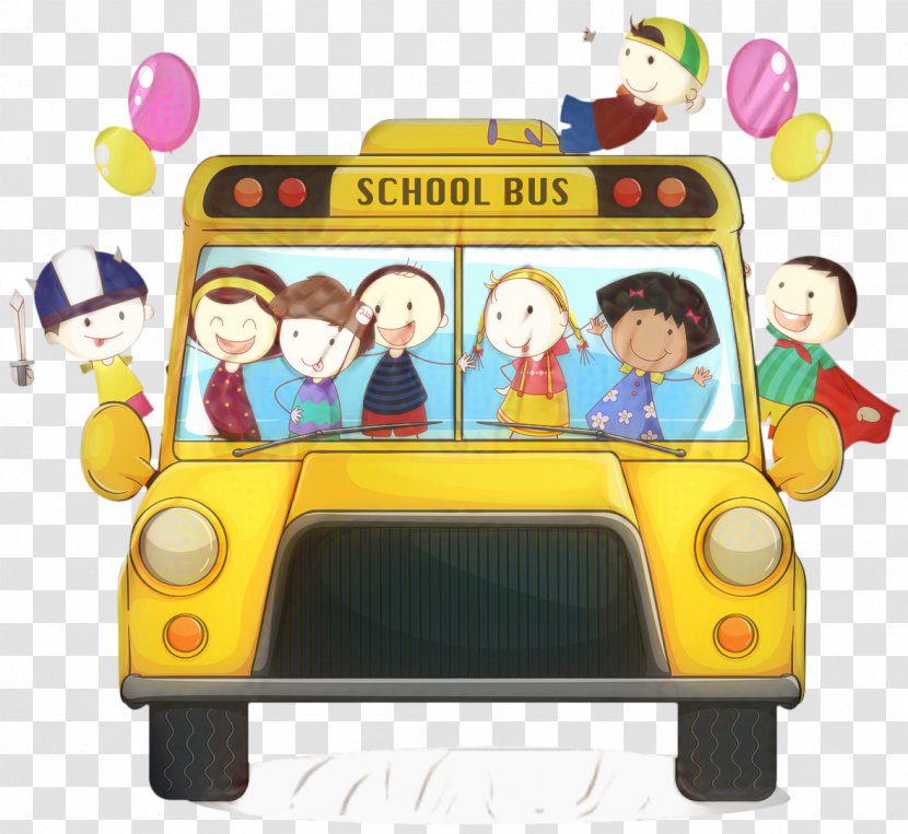 Cartoon School Bus - Child - Toddler Sharing Transparent PNG