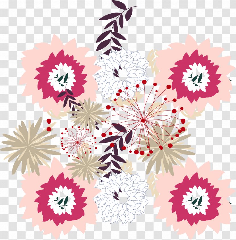Floral Design Chrysanthemum Motif - Cut Flowers - Most Pattern Background Transparent PNG