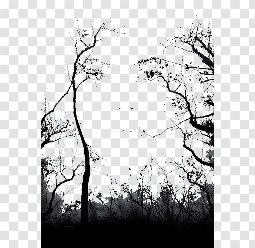 Tree Euclidean Vector Computer File - Monochrome - Trees Faint Crow Transparent PNG