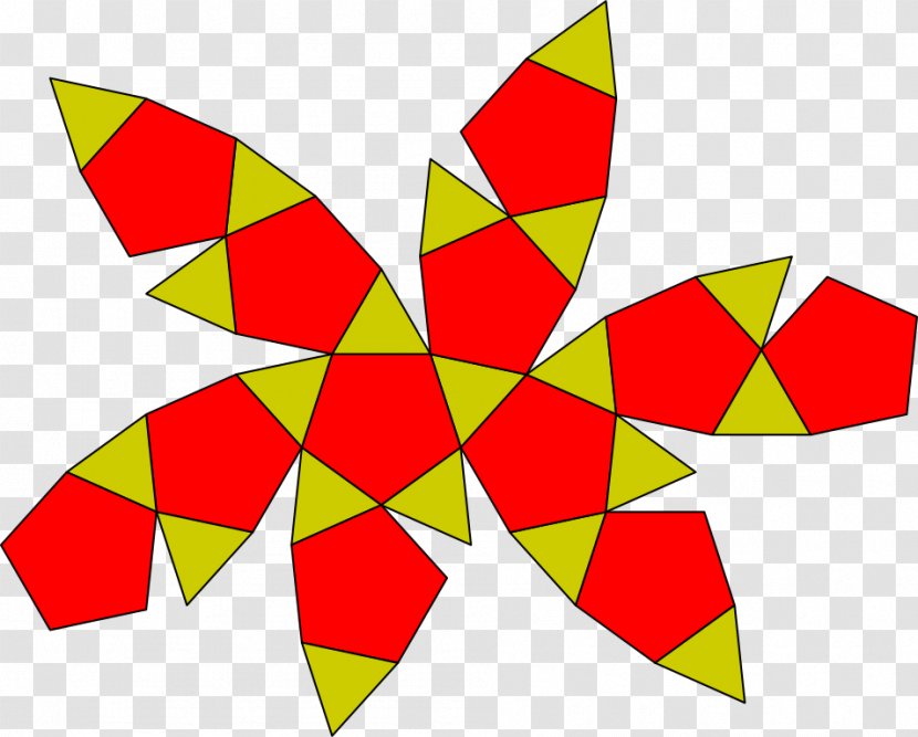 Icosidodecahedron Polyhedron Net Archimedean Solid Pentagon - Area - Flattened Transparent PNG