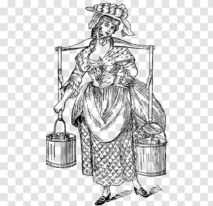 Milkmaid Computer Keyboard Clip Art - Monochrome - Picture Of The Transparent PNG