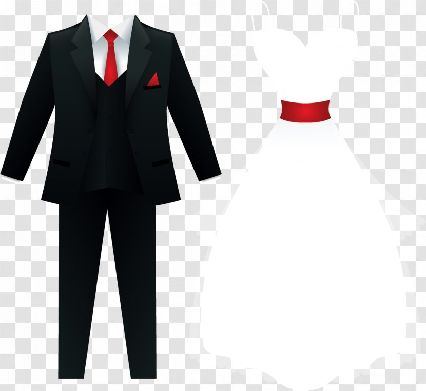 Tuxedo Wedding Dress Suit Bride - Product Design - Vector Perspective Transparent PNG