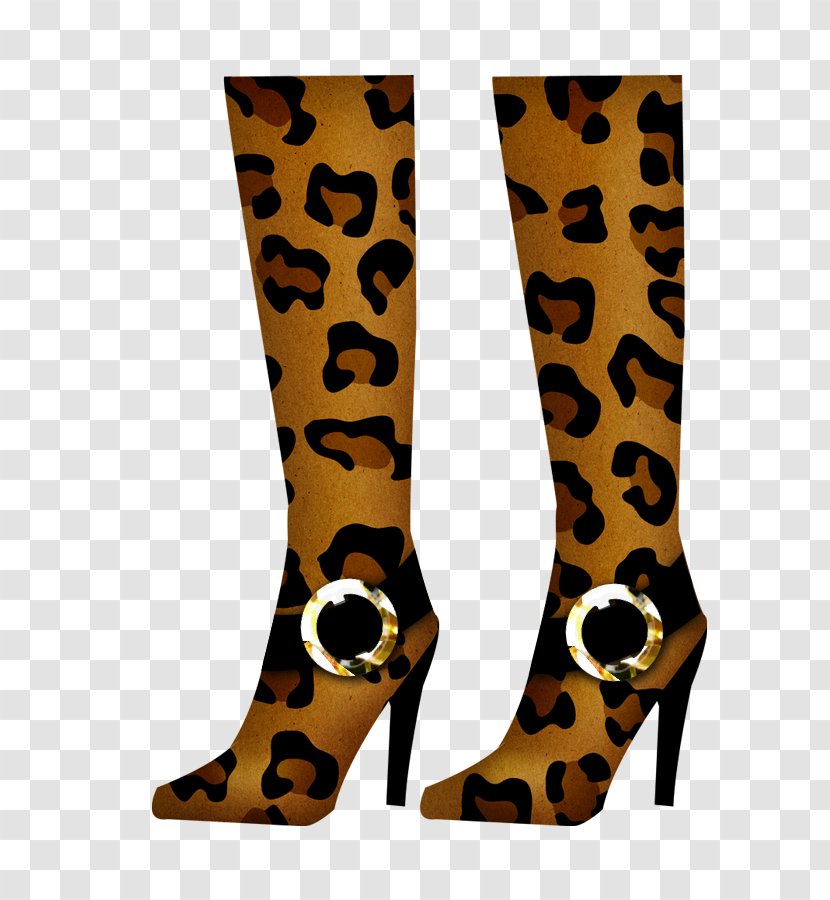 Boot Shoe Handbag High-heeled Footwear Clip Art - Leopard Boots Transparent PNG