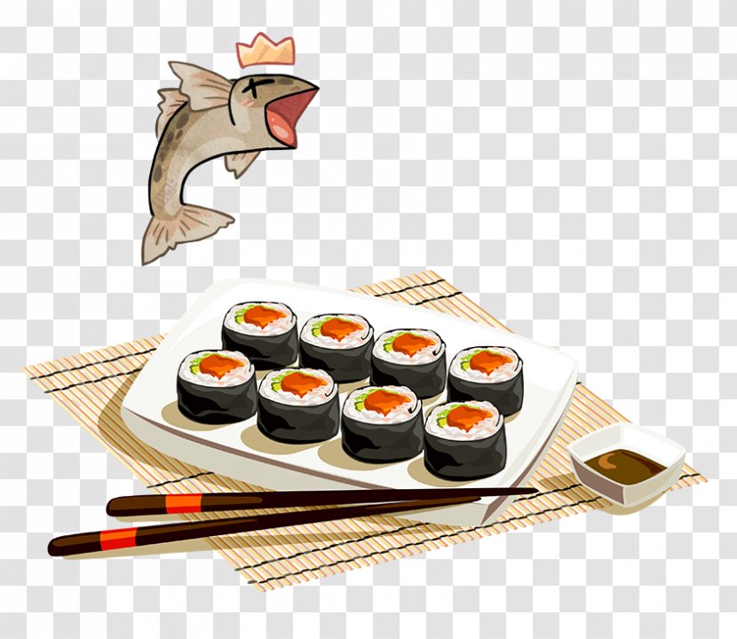 Japanese Cuisine Sushi Sashimi Makizushi - Poster - Hand-painted Transparent PNG
