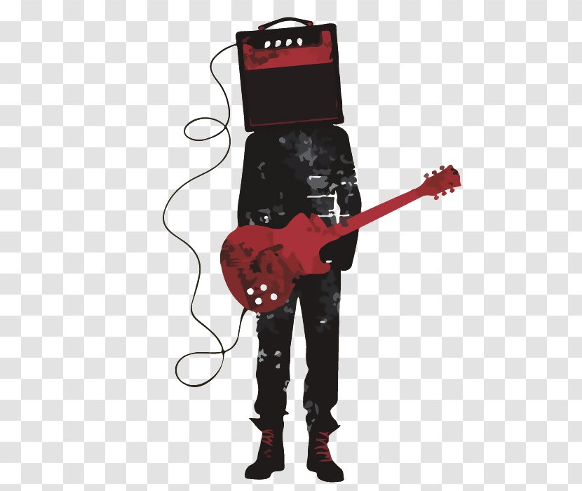 T-shirt Ukulele Electric Guitar - Man Playing The Speaker Transparent PNG