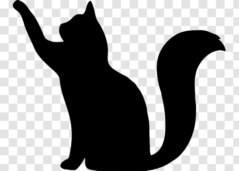 Black Cat Stencil Silhouette Image - Tail Transparent PNG