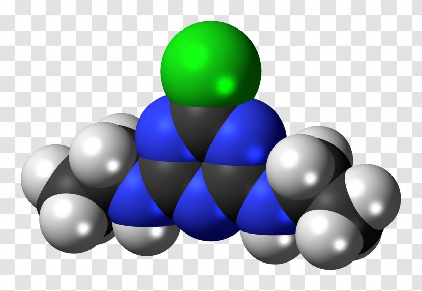 Space-filling Model Simazine 1,3,5-Triazine Molecule Jmol - Spacefilling - Oil Molecules Transparent PNG