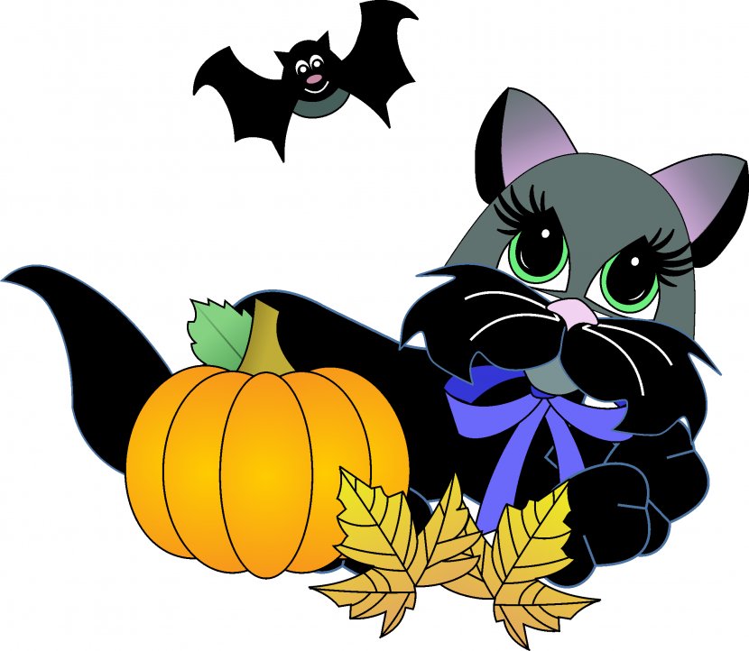 Black Cat Kitten Whiskers Bat Transparent PNG