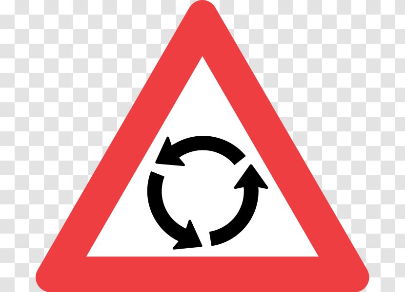 Traffic Sign Roundabout Warning Road Priority Signs - Trademark Transparent PNG