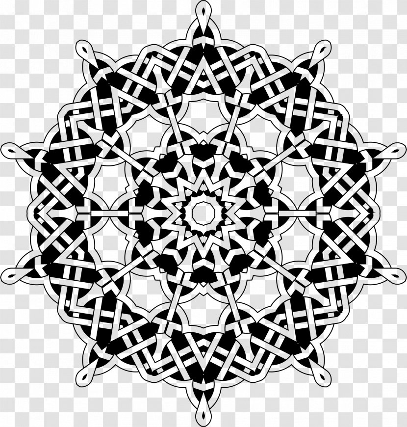 Mandala Coloring Book Black And White Pattern - Material - Om Transparent PNG